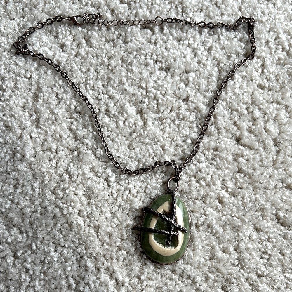 Green and Bronze Pendant Necklace
